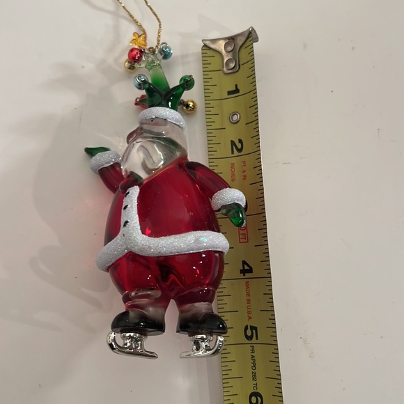 Vintage Christmas Acrylic Santa on Ice Skates Ornament - Picture 7 of 7